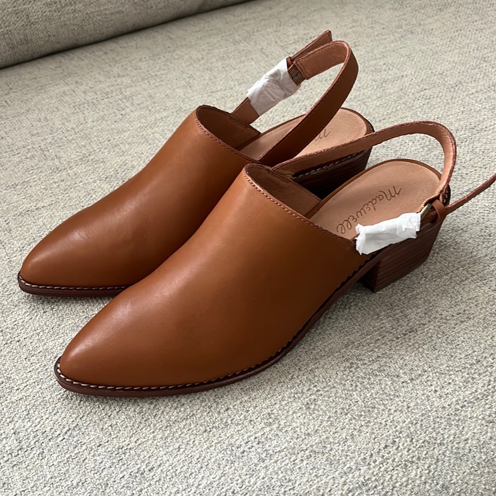 Brand new cognac leather Madewell slingback mules -9.5